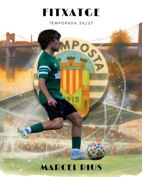 FITXATGE PRIMER EQUIP: Temporada 2026-2027. MARCEL RIUS: migcampista